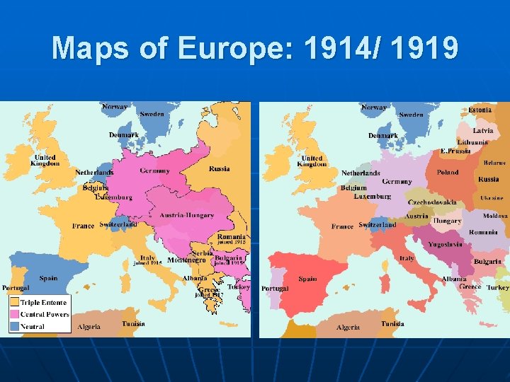 Maps of Europe: 1914/ 1919 