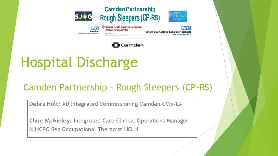 Hospital Discharge Camden Partnership – Rough Sleepers (CP-RS) Debra Holt: AD Integrated Commissioning Camden