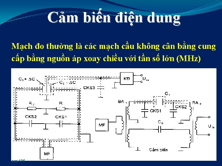 Cảm biến điện dung Mạch đo thường là các mạch cầu không cân bằng