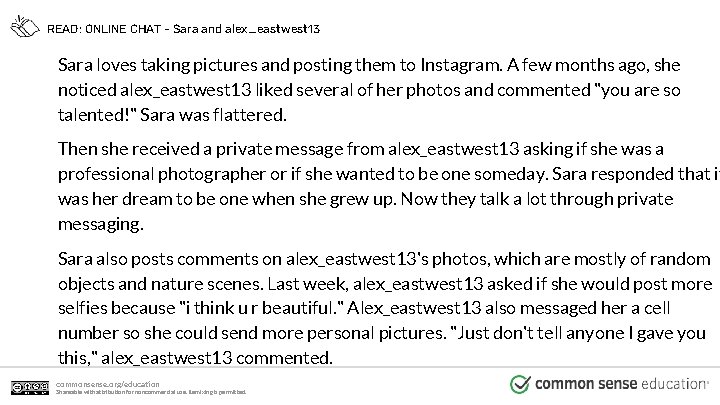 READ: ONLINE CHAT - Sara and alex_eastwest 13 Sara loves taking pictures and posting