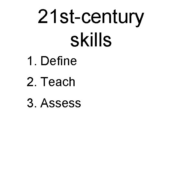 21 st-century skills 1. Define 2. Teach 3. Assess 