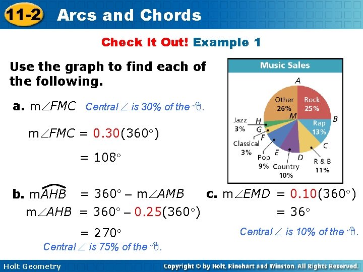 11 -2 Arcs and Chords Check It Out! Example 1 Use the graph to