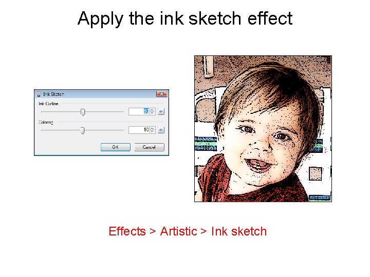 Apply the ink sketch effect Effects > Artistic > Ink sketch 