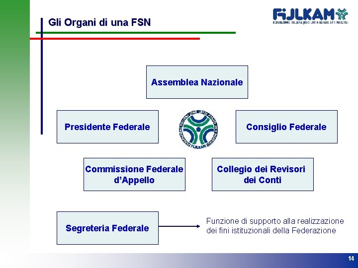 Gli Organi di una FSN Assemblea Nazionale Presidente Federale Commissione Federale d’Appello Segreteria Federale