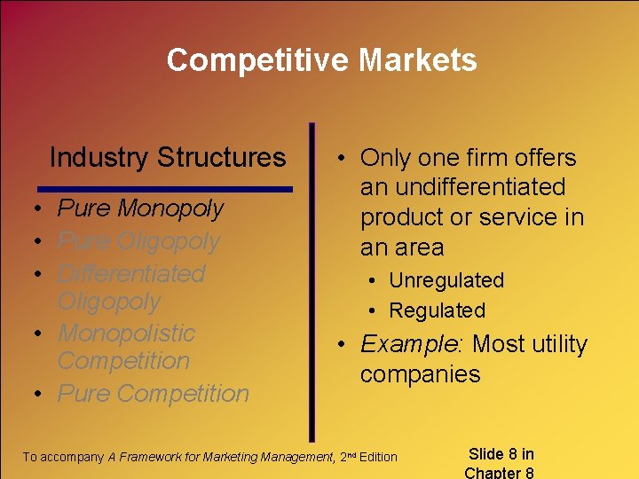 Competitive Markets Industry Structures • Pure Monopoly • Pure Oligopoly • Differentiated Oligopoly •