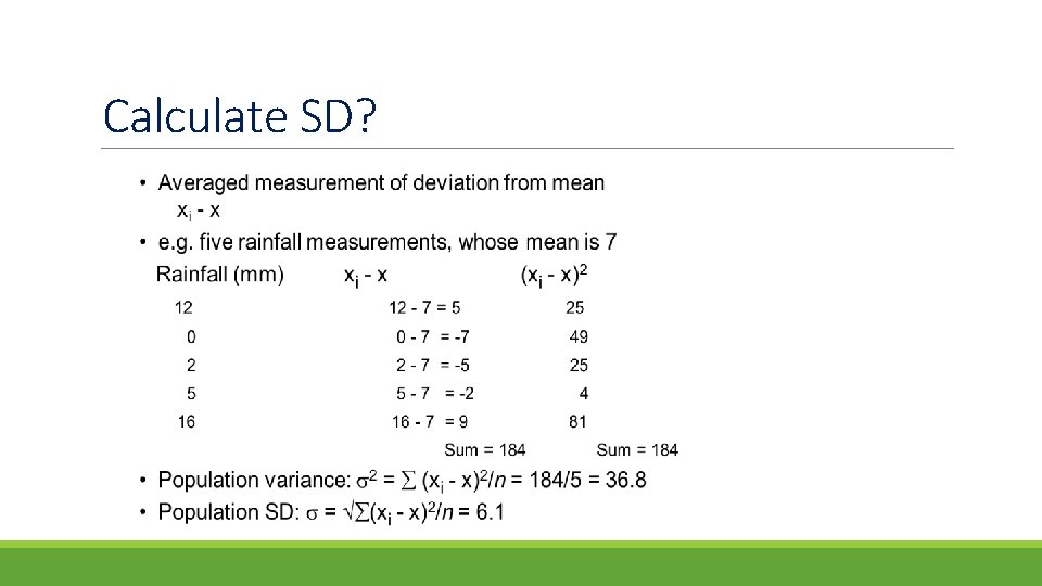 Calculate SD? 