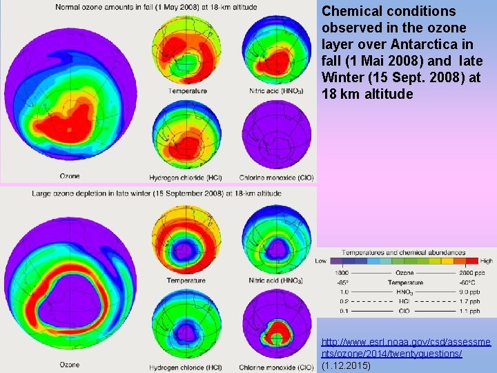 Chemical conditions observed in the ozone layer over Antarctica in fall (1 Mai 2008)