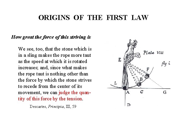 ORIGINS OF THE FIRST LAW How great the force of this striving is We