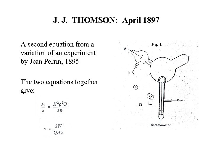 J. J. THOMSON: April 1897 A second equation from a variation of an experiment