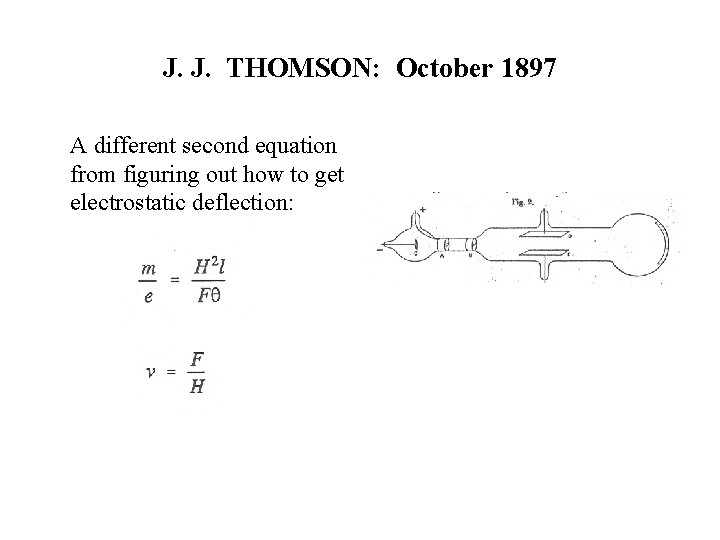 J. J. THOMSON: October 1897 A different second equation from figuring out how to