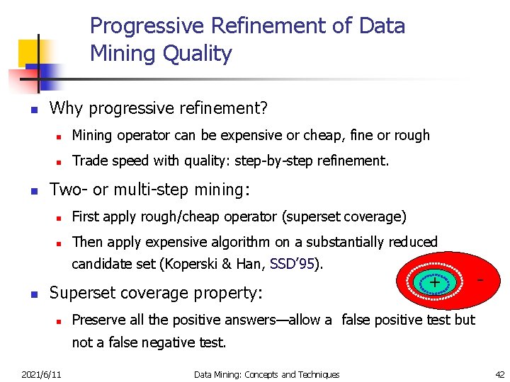 Progressive Refinement of Data Mining Quality n n Why progressive refinement? n Mining operator