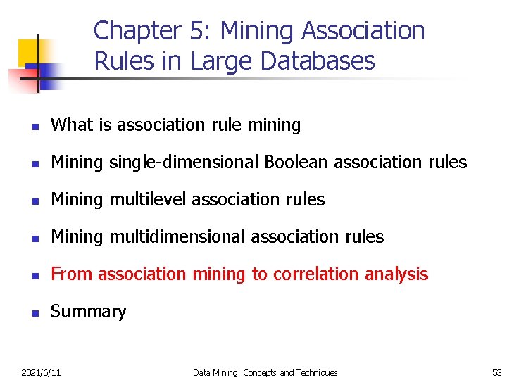 Chapter 5: Mining Association Rules in Large Databases n What is association rule mining