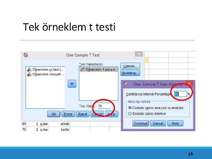 Tek örneklem t testi 19 