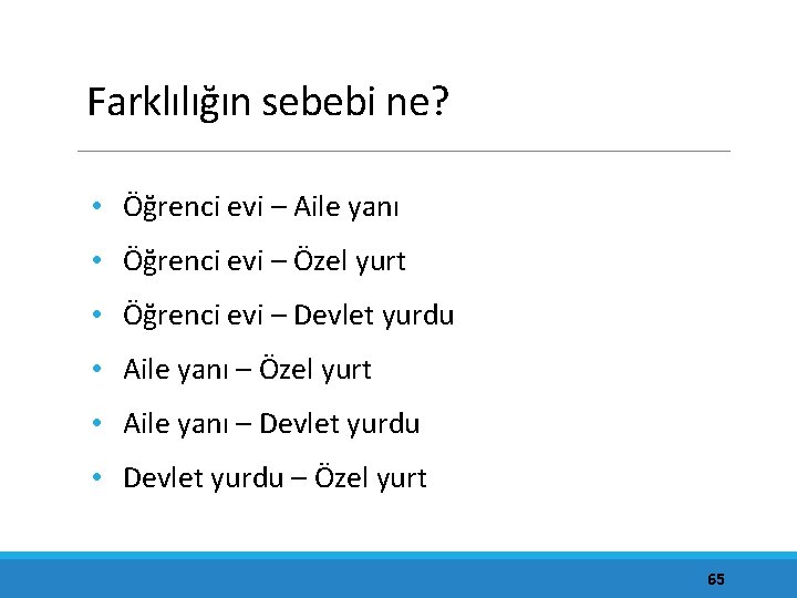 Farklılığın sebebi ne? • Öğrenci evi – Aile yanı • Öğrenci evi – Özel