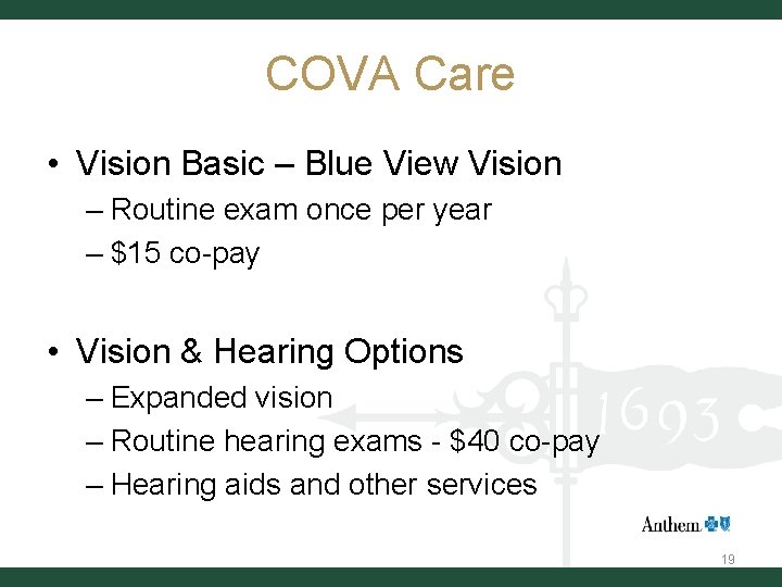 COVA Care • Vision Basic – Blue View Vision – Routine exam once per