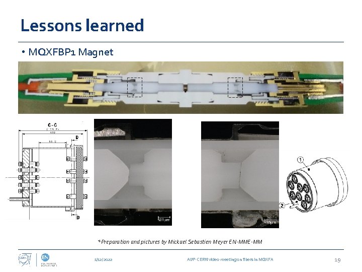 Lessons learned • MQXFBP 1 Magnet *Preparation and pictures by Mickael Sebastien Meyer EN-MME-MM