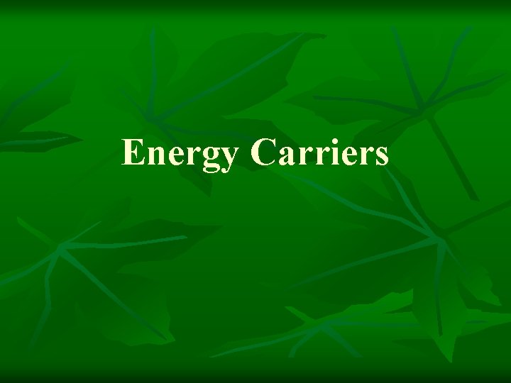 Energy Carriers 
