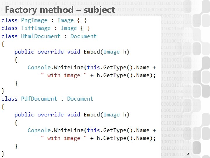 Factory method – subject 25 