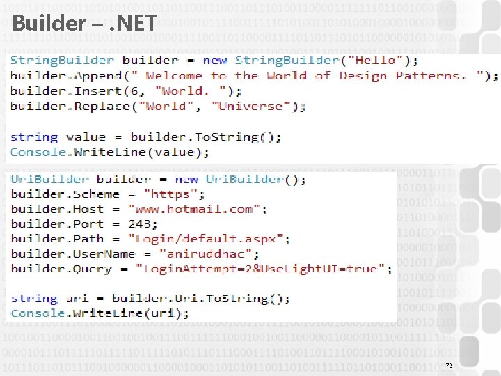 Builder –. NET 72 Builder –. NET 72