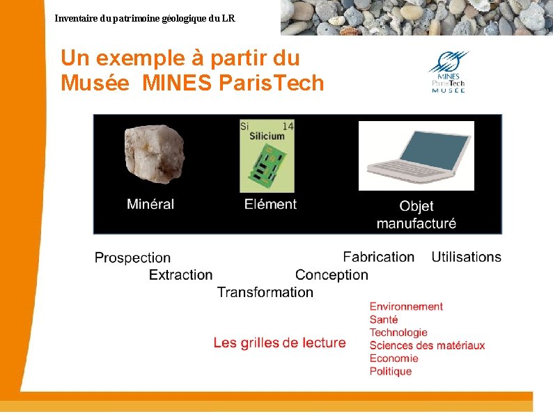 Inventaire du patrimoine géologique du LR Un exemple à partir du Musée MINES Paris.