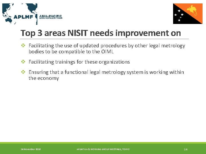 Top 3 areas NISIT needs improvement on v Facilitating the use of updated procedures