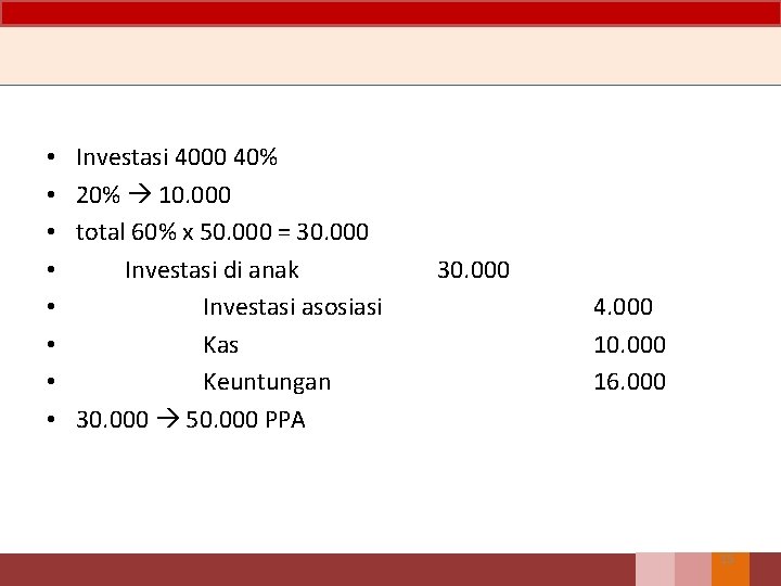  • • Investasi 4000 40% 20% 10. 000 total 60% x 50. 000