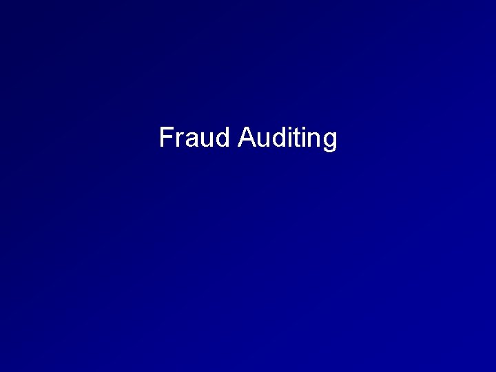 Fraud Auditing 