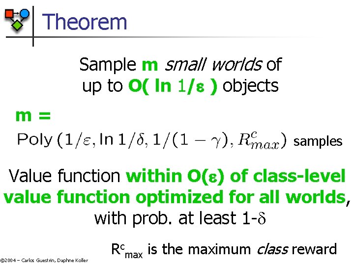 Theorem Sample m small worlds of up to O( ln 1/ ) objects m= Theorem Sample m small worlds of up to O( ln 1/ ) objects m=