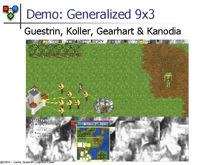 Demo: Generalized 9 x 3 Guestrin, Koller, Gearhart & Kanodia © 2004 – Carlos Demo: Generalized 9 x 3 Guestrin, Koller, Gearhart & Kanodia © 2004 – Carlos