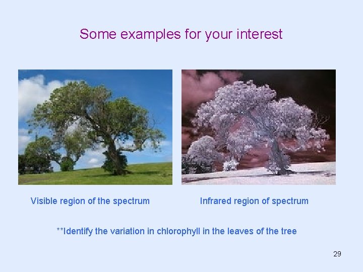 Some examples for your interest Visible region of the spectrum Infrared region of spectrum Some examples for your interest Visible region of the spectrum Infrared region of spectrum