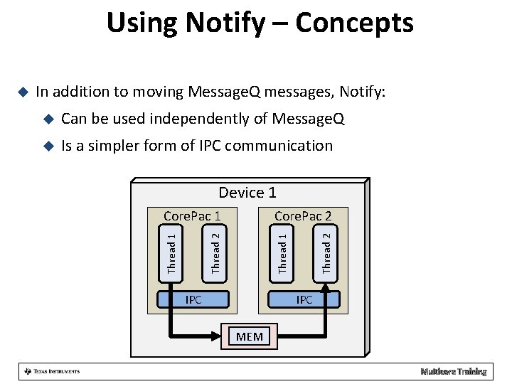 Using Notify – Concepts In addition to moving Message. Q messages, Notify: Can be