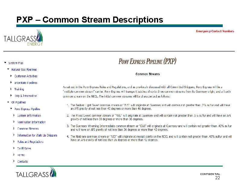 PXP – Common Stream Descriptions CONFIDENTIAL 22 