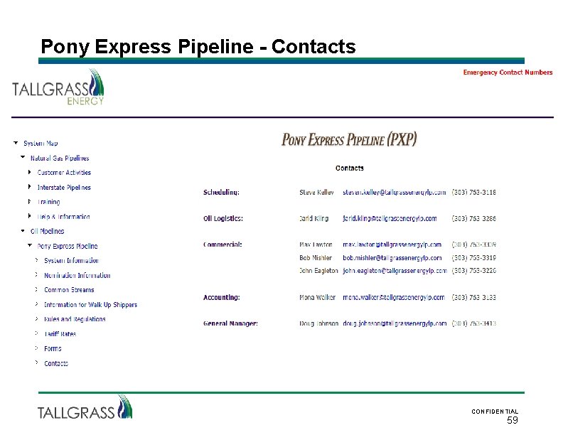 Pony Express Pipeline - Contacts CONFIDENTIAL 59 