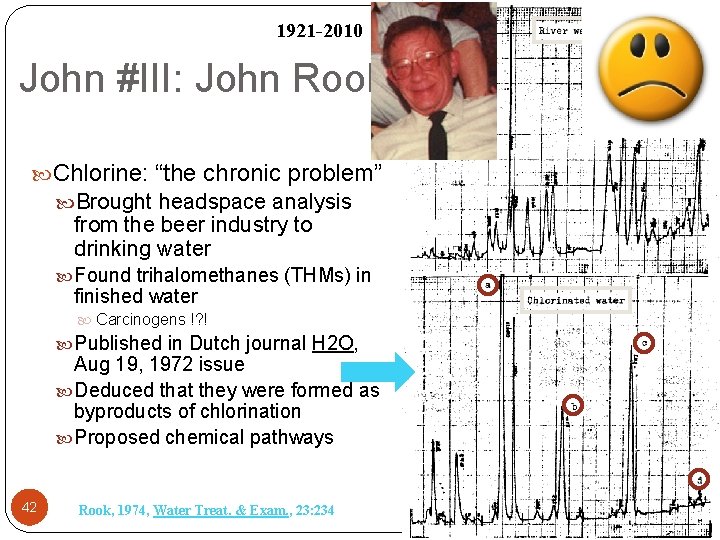 1921 -2010 John #III: John Rook Chlorine: “the chronic problem” Brought headspace analysis from
