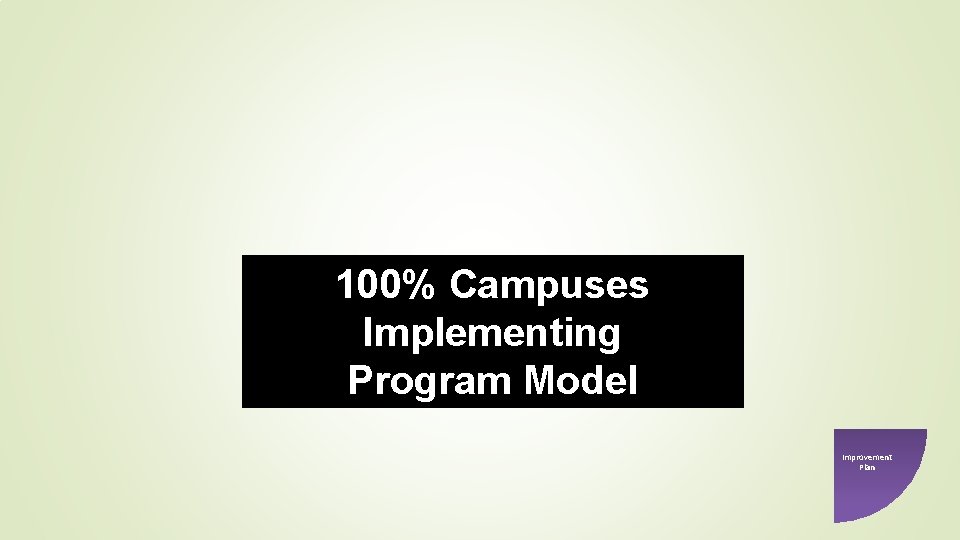 100% Campuses Implementing Program Model Improvement Plan 