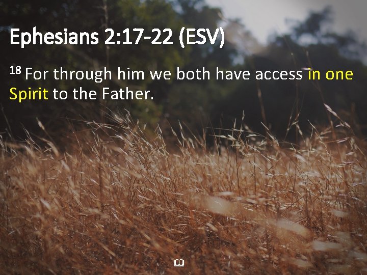 Ephesians 2: 17 -22 (ESV) 18 For through him we both have access in