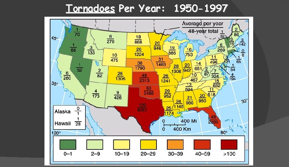 Tornadoes Per Year: 1950 -1997 