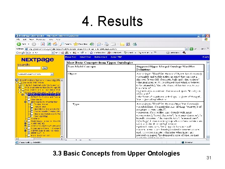 4. Results 3. 3 Basic Concepts from Upper Ontologies 31 