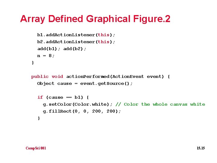 Array Defined Graphical Figure. 2 b 1. add. Action. Listener(this); b 2. add. Action.