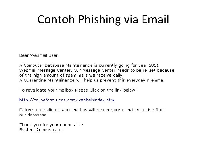 Contoh Phishing via Email 