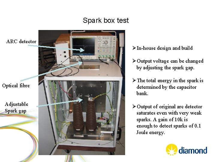 Spark box test ARC detector ØIn-house design and build ØOutput voltage can be changed
