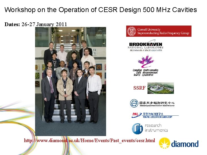 Workshop on the Operation of CESR Design 500 MHz Cavities Dates: 26 -27 January