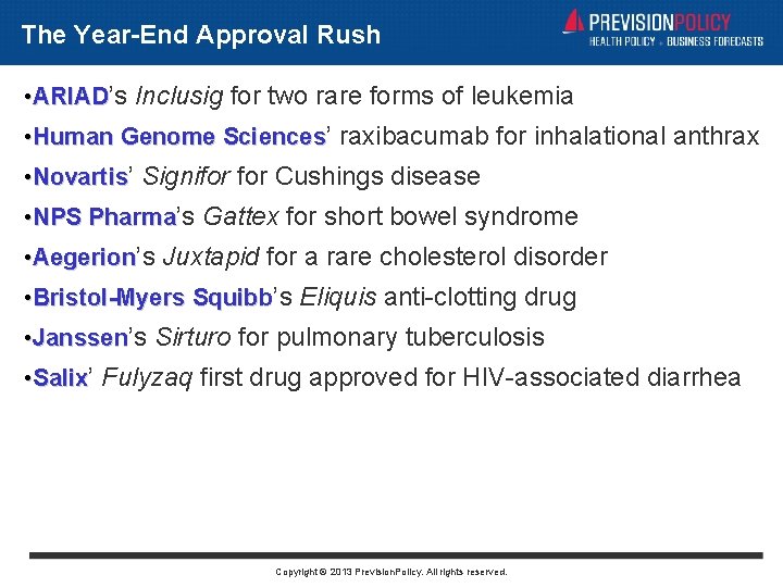 The Year-End Approval Rush • ARIAD’s Inclusig for two rare forms of leukemia •