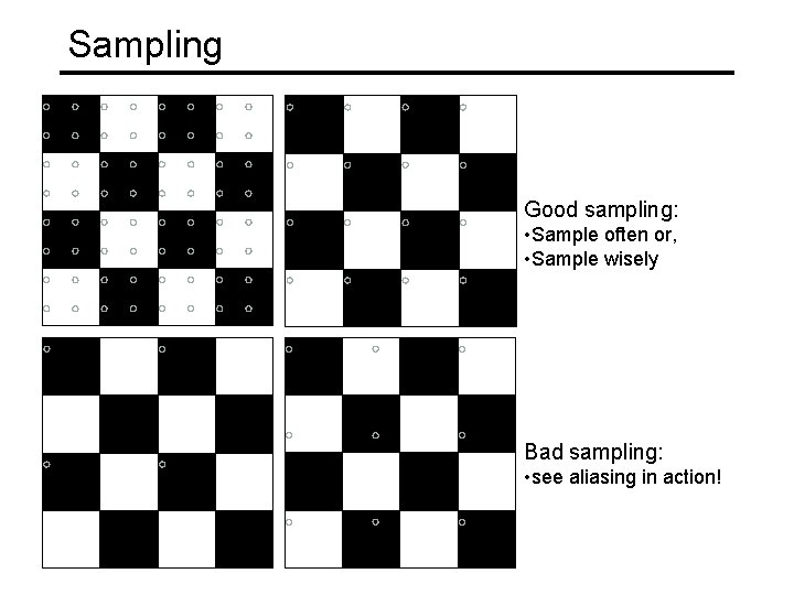 Sampling Good sampling: • Sample often or, • Sample wisely Bad sampling: • see