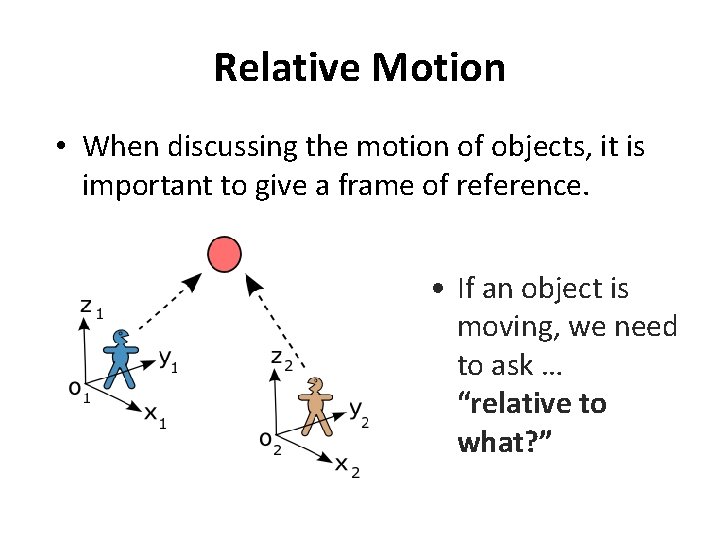 Relative Motion • When discussing the motion of objects, it is important to give