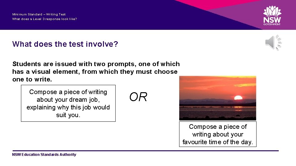 Minimum Standard – Writing Test What does a Level 3 response look like? What