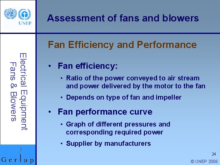 Assessment of fans and blowers Fan Efficiency and Performance Electrical Equipment Fans & Blowers