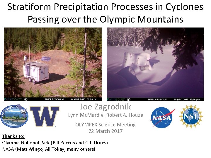 Stratiform Precipitation Processes in Cyclones Passing over the Olympic Mountains Joe Zagrodnik Lynn Mc.