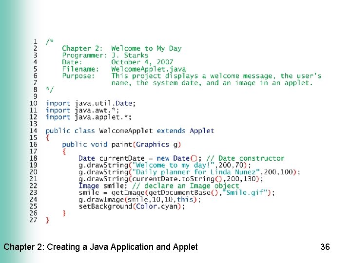 Chapter 2: Creating a Java Application and Applet 36 