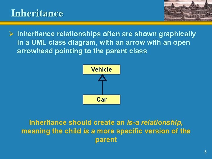 Inheritance Ø Inheritance relationships often are shown graphically in a UML class diagram, with